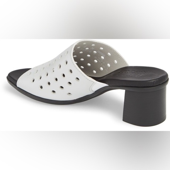 Munro Jules Perforated Heeled Mules White Silver Wash Nubuck - Picture 4 of 16